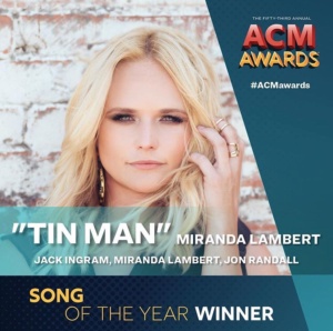 Miranda Lambert wins 2018 ACM Song of the Year with "Tin Man"